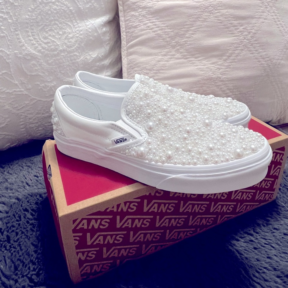 Wedding White Vans Slip Ons